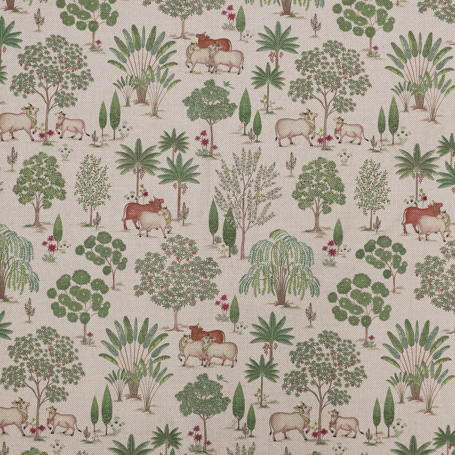 Sample Pichwai Garden Fabric - Ivory