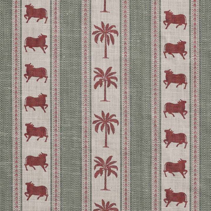 Pichwai Palm Stripe Fabric - Green