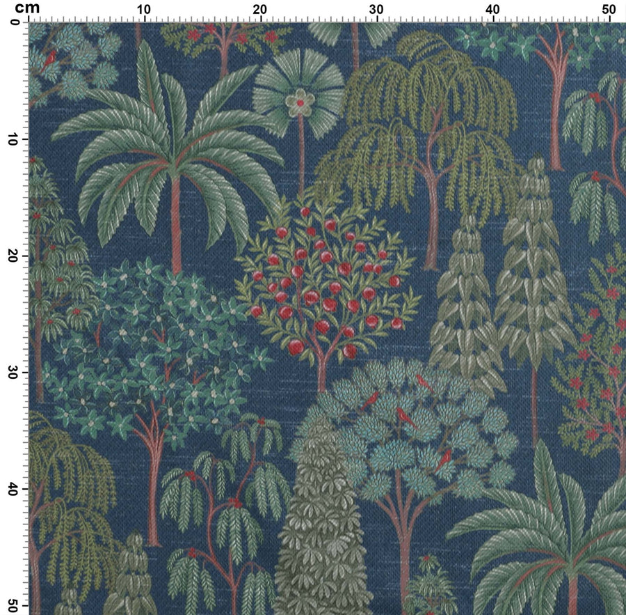 Pichwai Forest Fabric - Blue