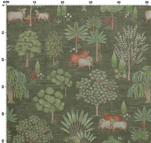 Pichwai Garden Fabric - Green