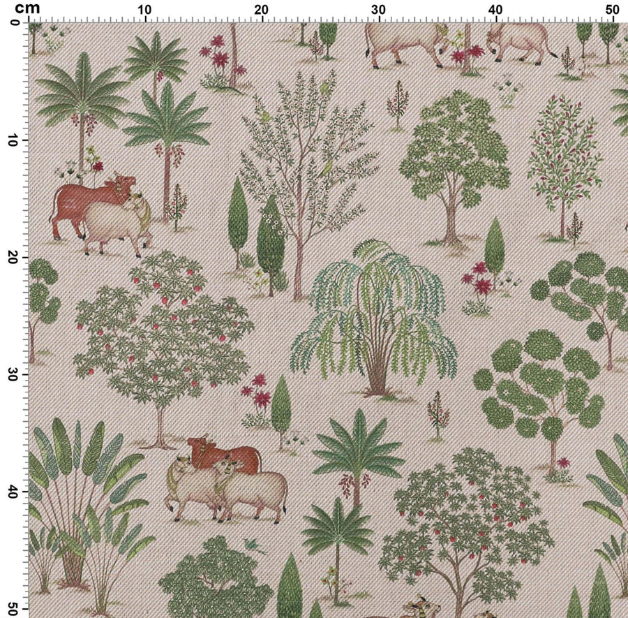 Pichwai Garden Fabric - Ivory