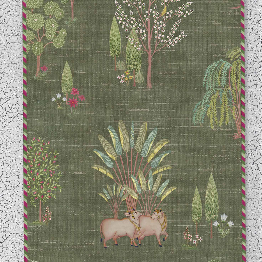 Pichwai Garden Table Runner - Green