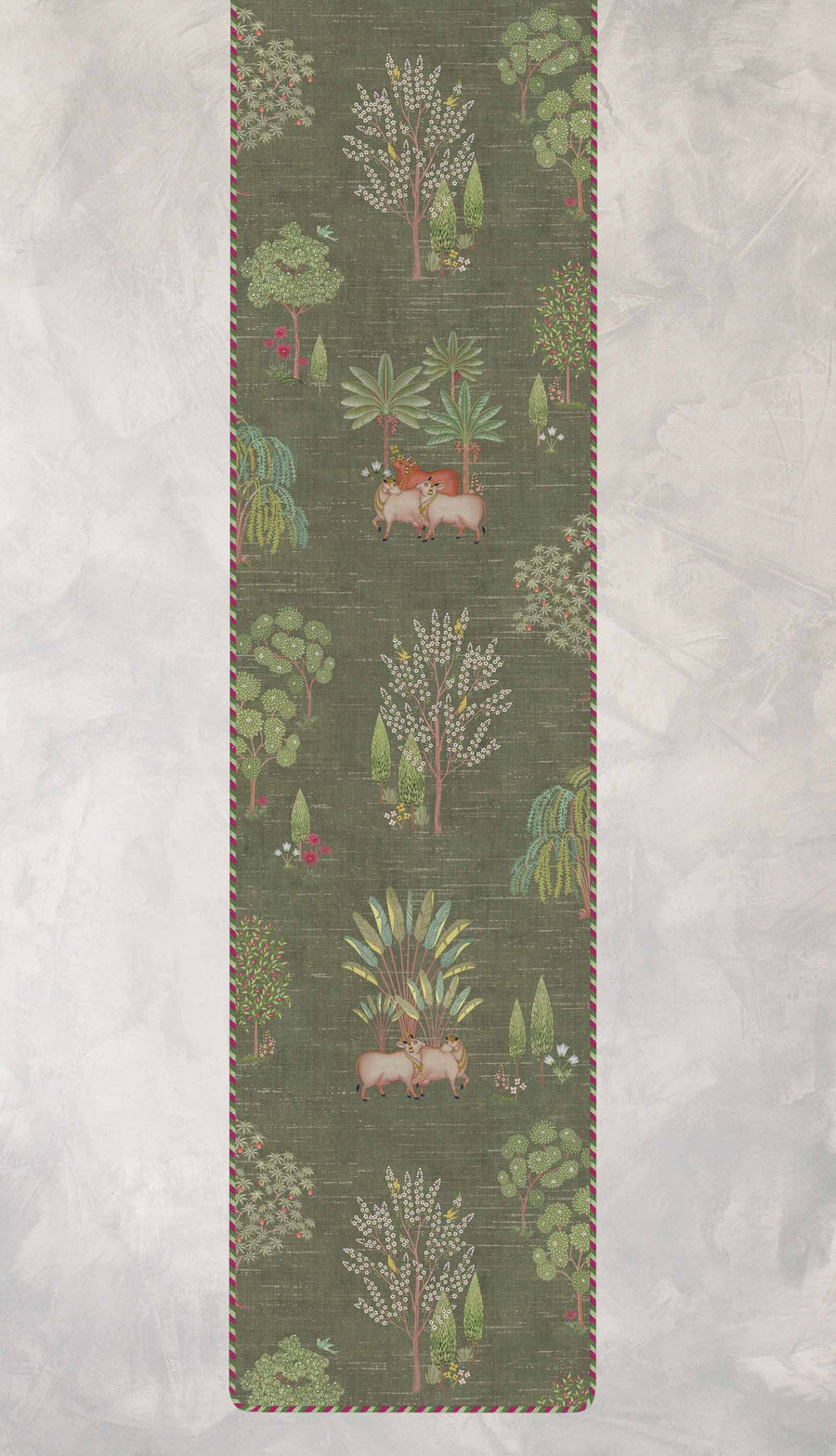 Pichwai Garden Table Runner - Green