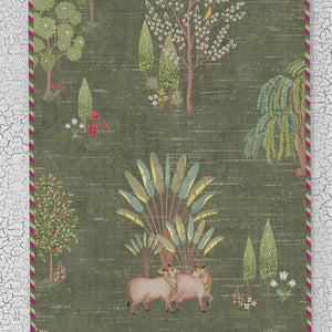 Pichwai Garden Table Runner - Green