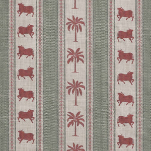 Pichwai Palm Stripe Fabric - Green
