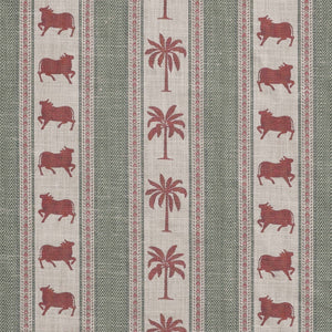 Sample Pichwai Palm Stripe Fabric - Green