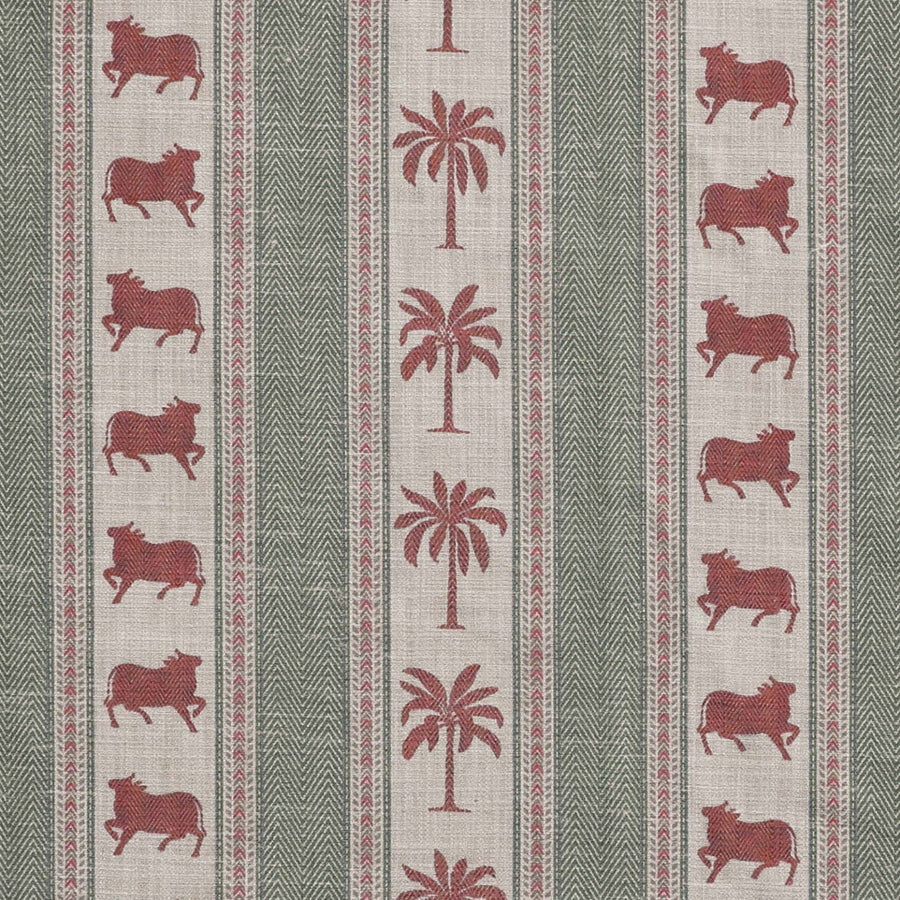 Sample Pichwai Palm Stripe Fabric - Green