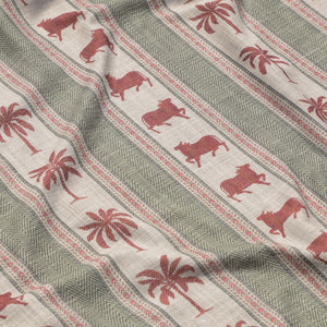 Pichwai Palm Stripe Fabric - Green