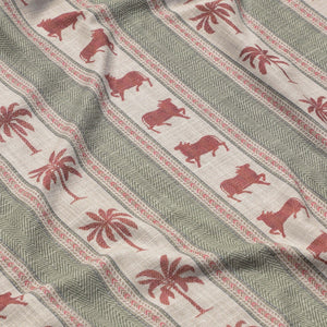 Sample Pichwai Palm Stripe Fabric - Green