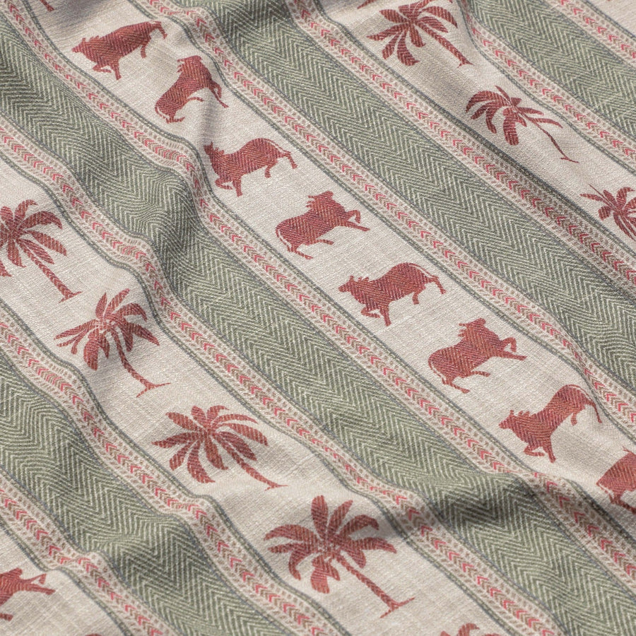 Sample Pichwai Palm Stripe Fabric - Green