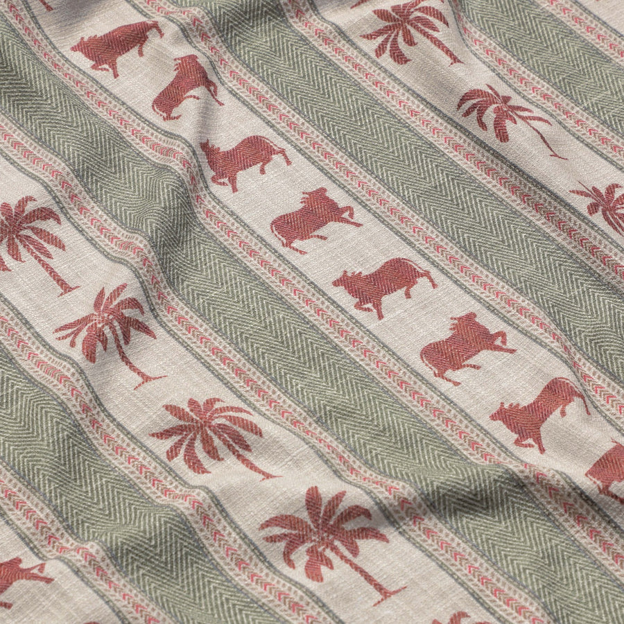 Pichwai Palm Stripe Fabric - Green