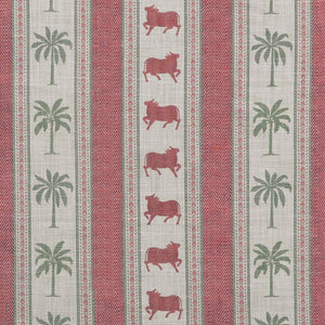Pichwai Palm Stripe Fabric - Red