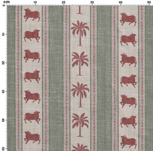 Pichwai Palm Stripe Fabric - Green