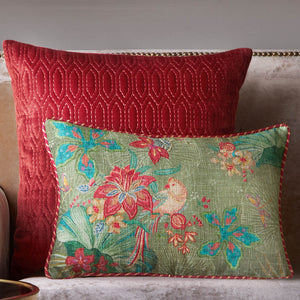 Pomegranate Garden Accent Embroidery Cushion - Green Slim