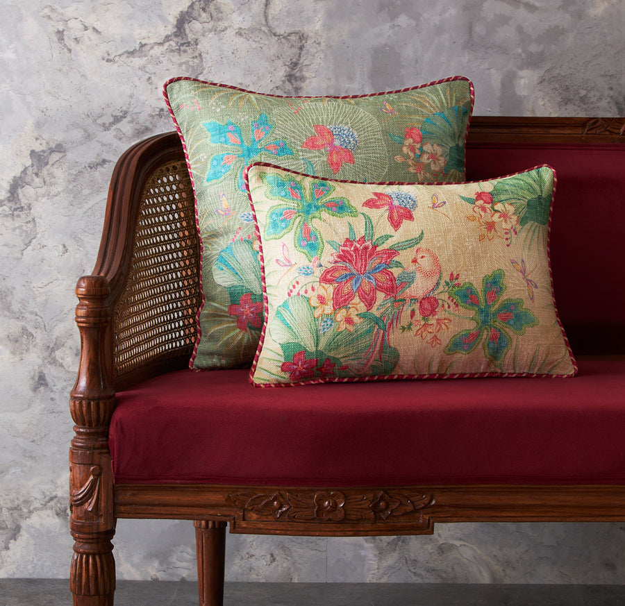 Pomegranate Palm Cushion Cover - Cream Slim