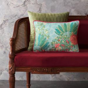 Pomegranate Palm Cushion Cover - Blue Slim