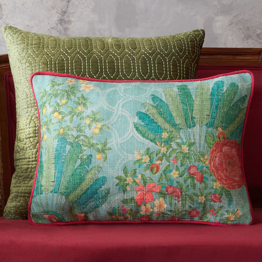 Pomegranate Palm Cushion Cover - Blue Slim