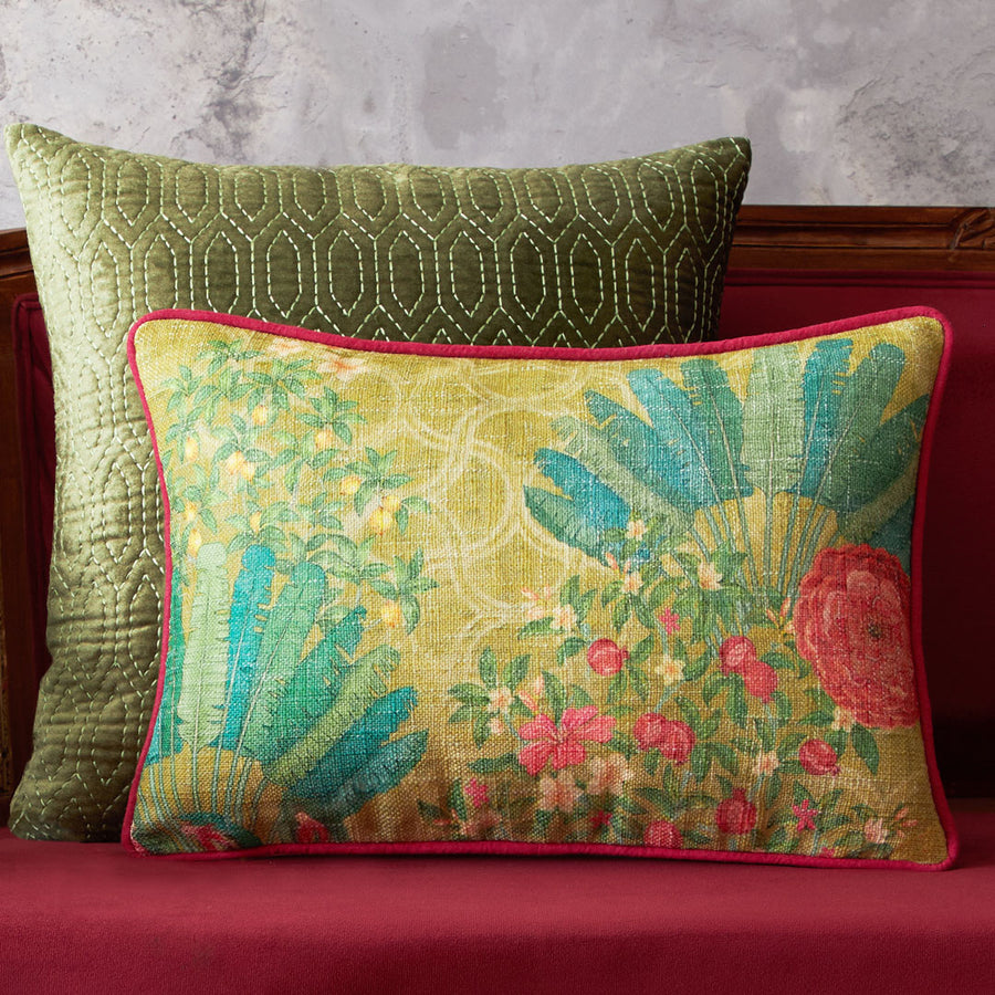 Pomegranate Palm Cushion Cover - Lime Slim