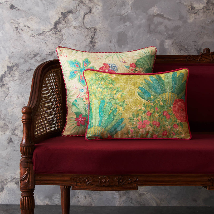 Pomegranate Palm Cushion Cover - Lime Slim