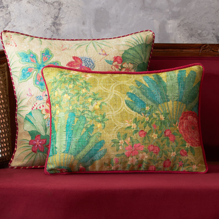Pomegranate Palm Cushion Cover - Lime Slim