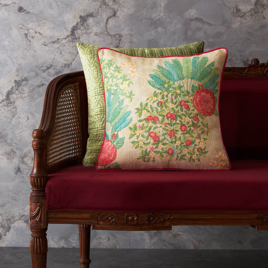 Pomegranate Palm Cushion Cover - Cream