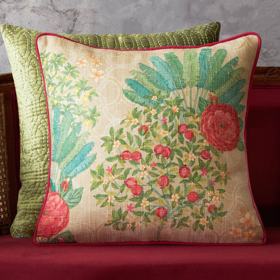 Pomegranate Palm Cushion Cover - Cream