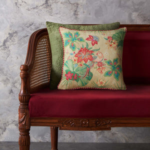 Pomegranate Garden Accent Embroidery Cushion - Cream