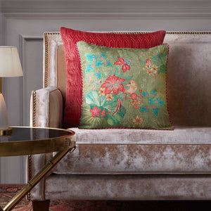 Pomegranate Garden Accent Embroidery Cushion - Green