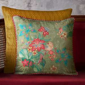 Pomegranate Garden Accent Embroidery Cushion - Green