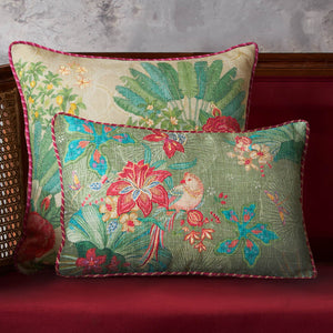 Pomegranate Garden Accent Embroidery Cushion Cvr- Green Slim
