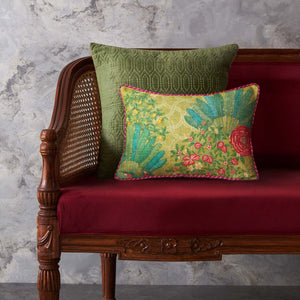 Pomegranate Palm Accent Embroidery Cushion - Lime Slim