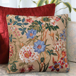 Bagh Floral Embroidered Cushion Cover - Beige