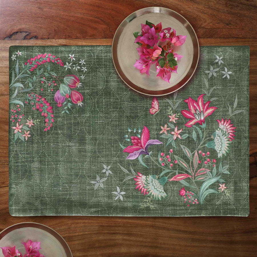 Wild Flower Table Mat - Green