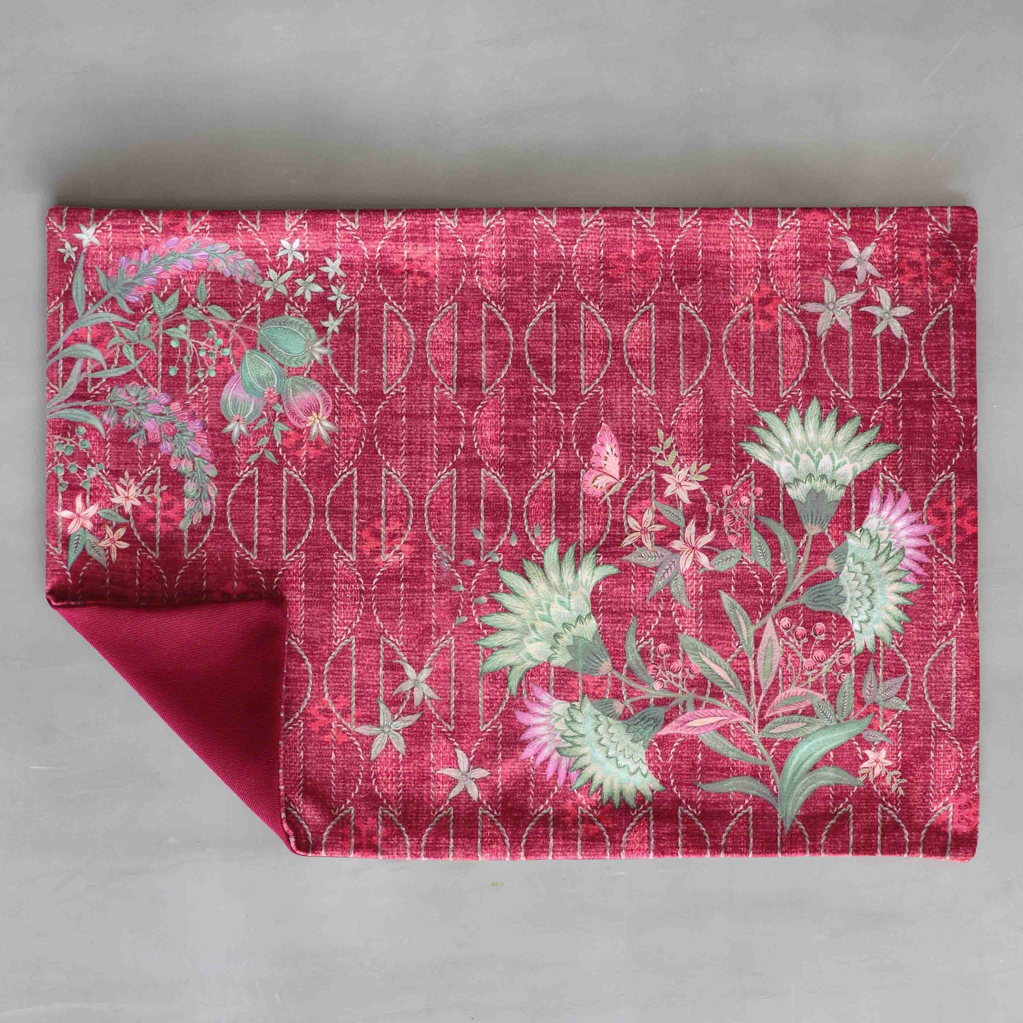 Buy Wild Flower Table Mat - Red At Kainaat Design