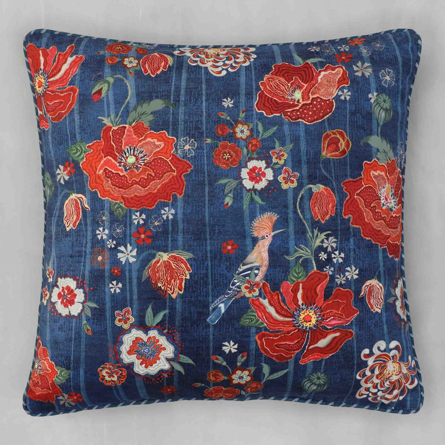 Wild Poppy Cushion Cover - Blue