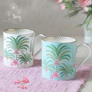 Coromandel Palm Tea Mug - Teal & White