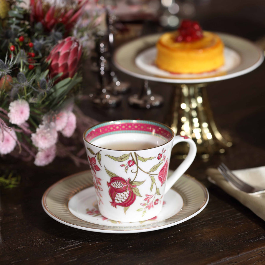Pomegranate Garden Tea Cup & Tea Plate Set