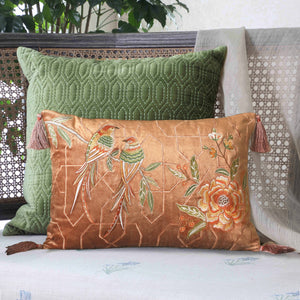 Serenade Embroidered Cushion Cover - Copper Slim