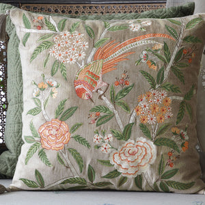 Serenade Embroidered Cushion Cover - Beige