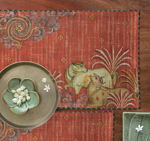 Tanjore Pichwai Table Mat - Rust