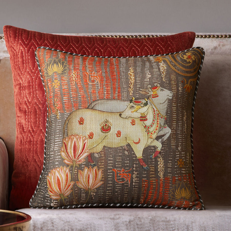 Tanjore Pichwai Embellished Cushion Cover