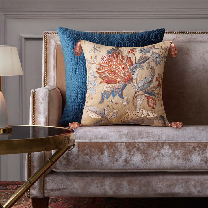 Eden Fleur Embroidered Cushion Cover - Beige