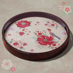 Wild Poppy Round Tray - Cream