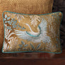 Imperial Crane Embroidered Cushion Cover - Aqua Slim