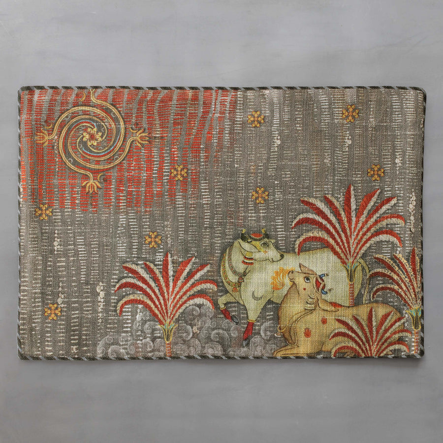 Tanjore Pichwai Table Mat - Grey