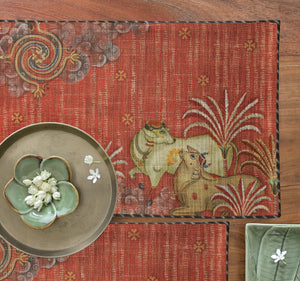 Tanjore Pichwai Table Mat - Rust