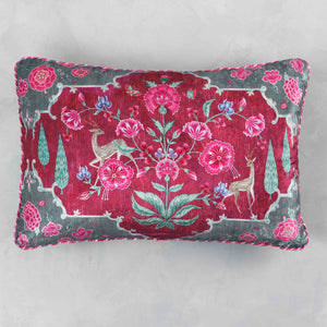 Gulzar Cushion Cover - Ruby Grey Slim