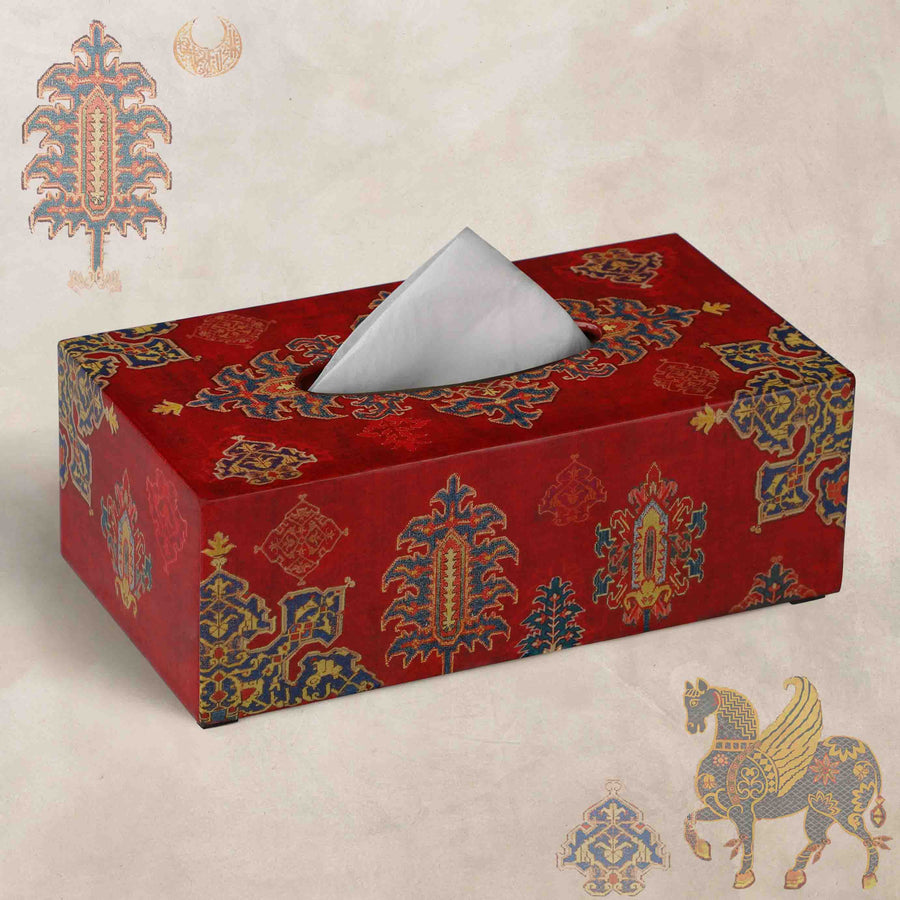 Samarkand Tissue Box Holder - Maroon