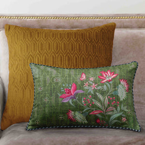 Himalayan Lotus Cushion Cover - Green Slim