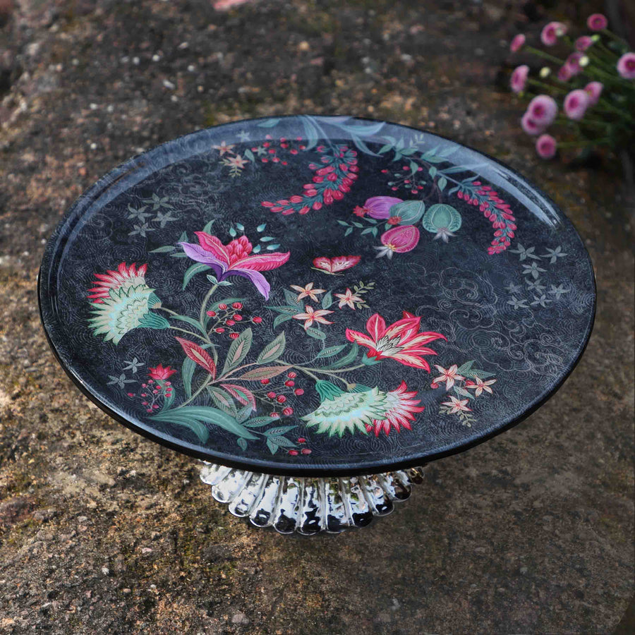 Wild Flower Cake Stand - Charcoal Large